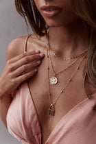 Pendentif de Serrure Magique Collier Set Or