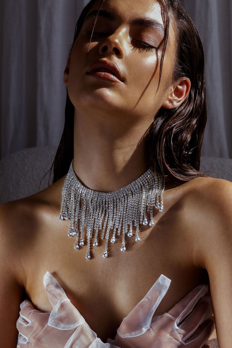 Collier en Cristal Cascade Isadora Argent