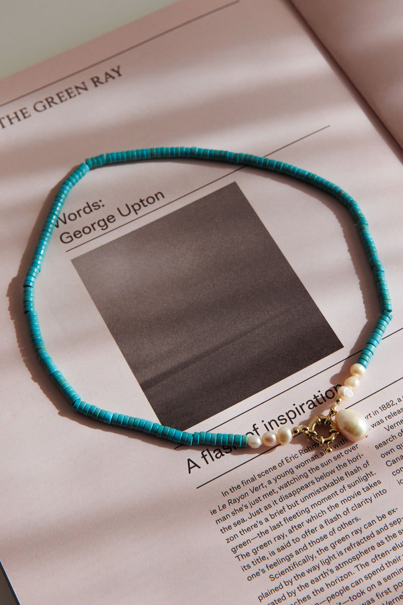 Collier de perles turquoise Monaco en or