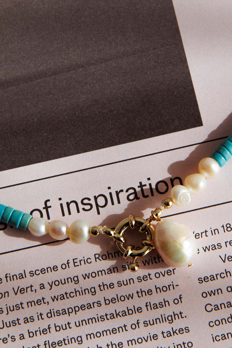 Collier de perles turquoise Monaco en or