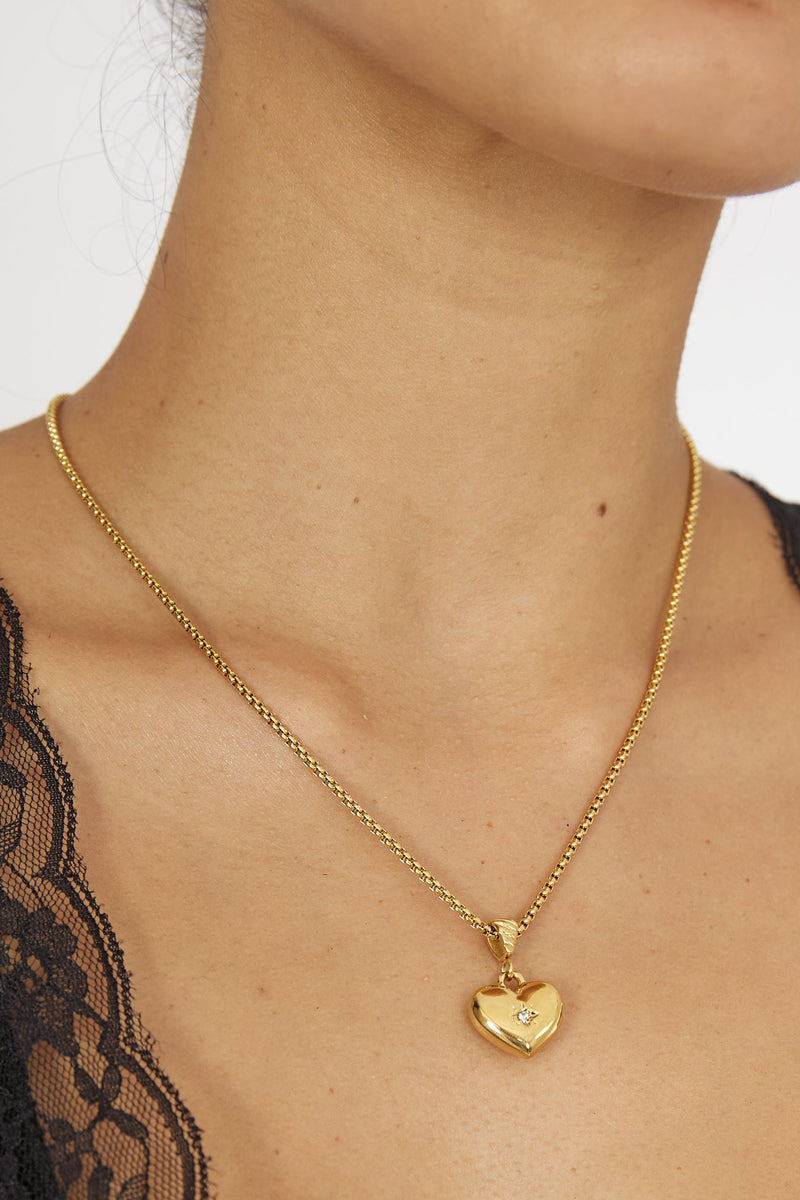 Collier Pendentif Cœur Gonflé Cora Or