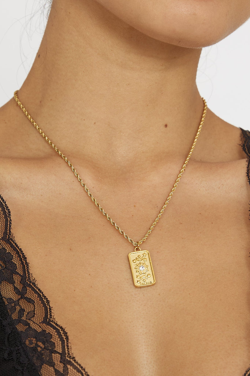 Collier Pendentif Chaîne en Corde Sol Or