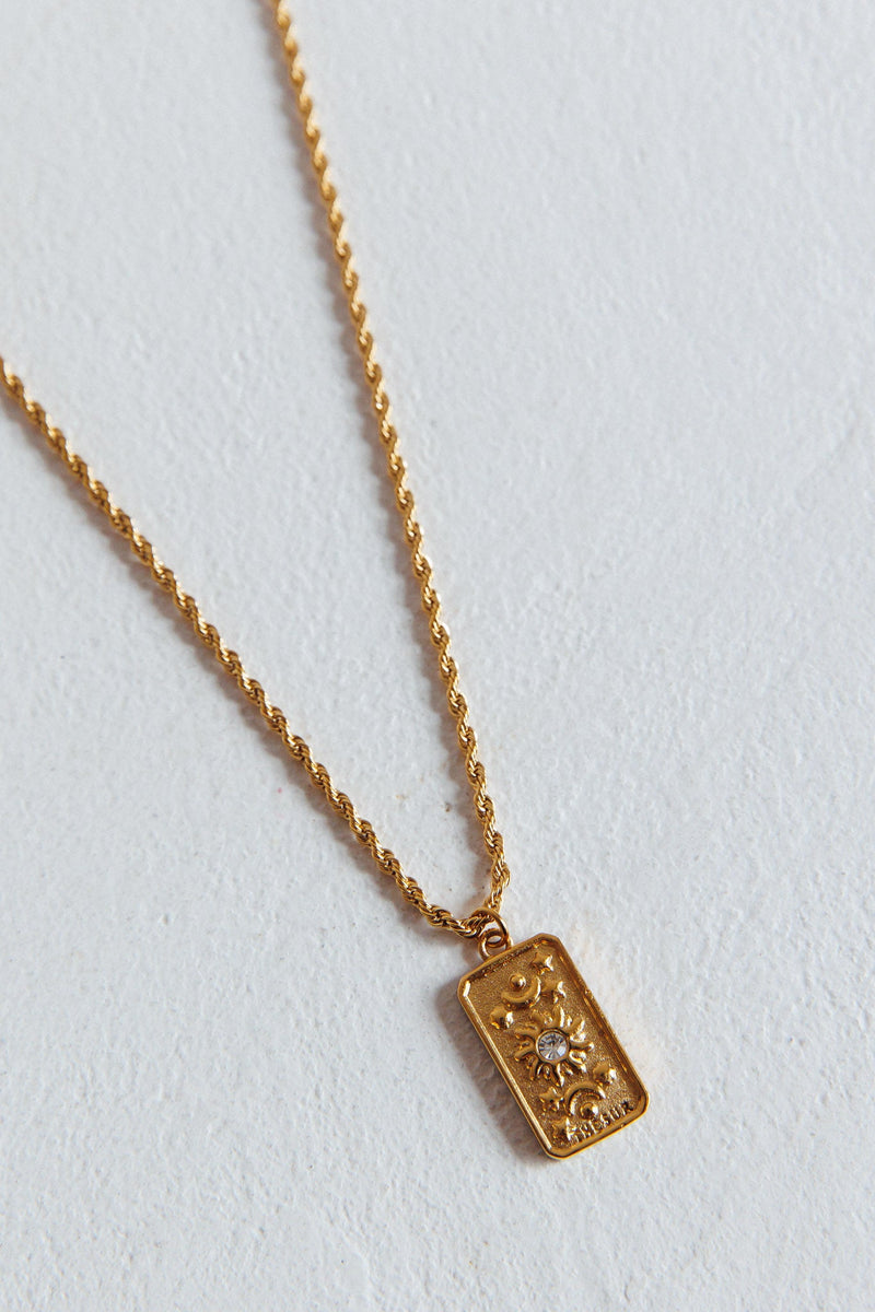 Collier Pendentif Chaîne en Corde Sol Or