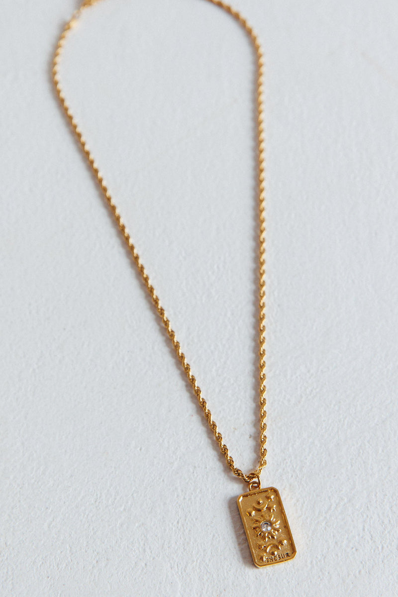 Collier Pendentif Chaîne en Corde Sol Or