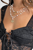 Collier Multi-Rangs Coeur et Perle Venus Or