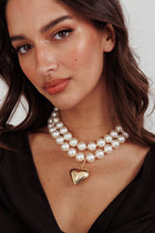 Collier en perles cœur large Kerri Or