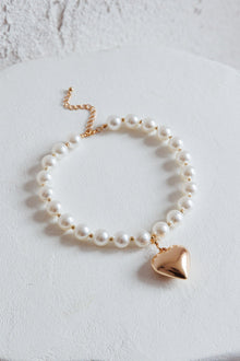 Collier en perles cœur large Kerri Or
