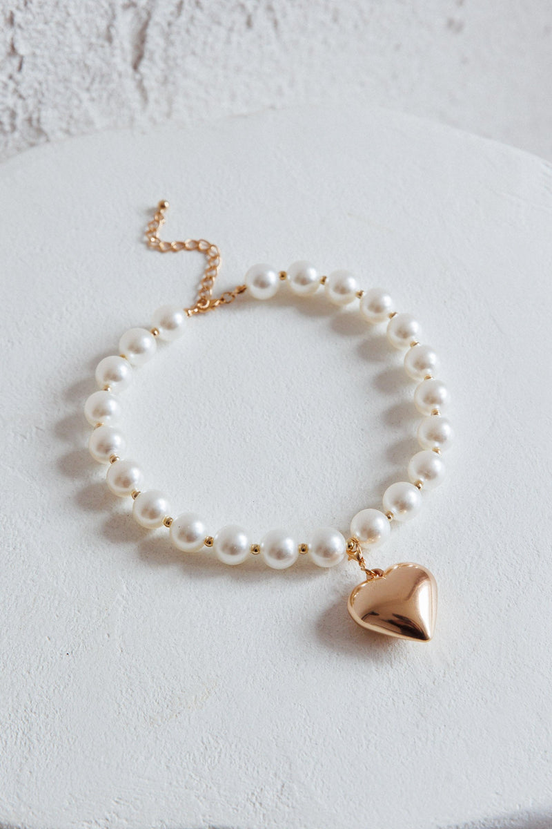 Collier en perles cœur large Kerri Or