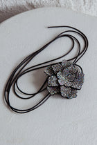 Collier Choker Fleur Diamante Magnolia Noir