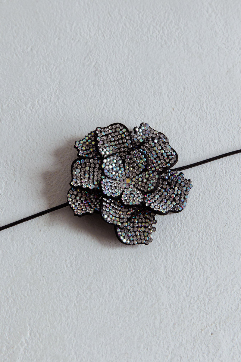 Collier Choker Fleur Diamante Magnolia Noir