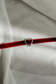 Collier ras de cou en velours cœur Diamante Lola Rouge