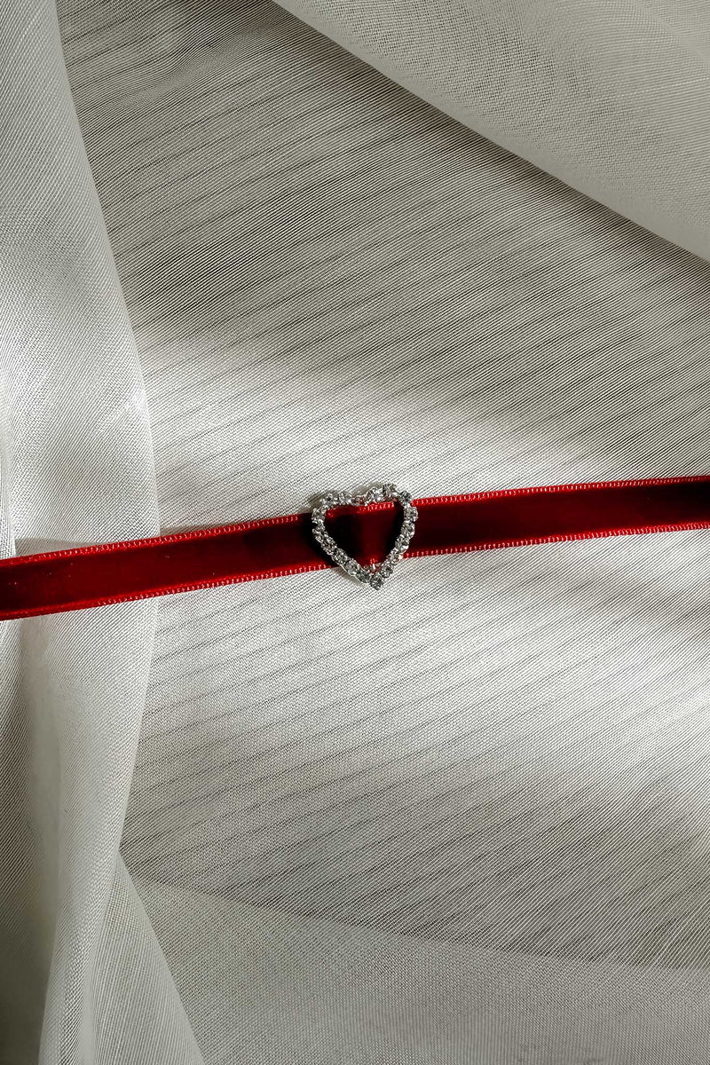 Collier ras de cou en velours cœur Diamante Lola Rouge
