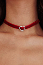 Collier ras de cou en velours cœur Diamante Lola Rouge