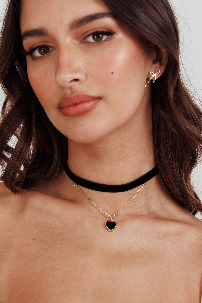 Collier ras du cou en velours Rosie cœur noir