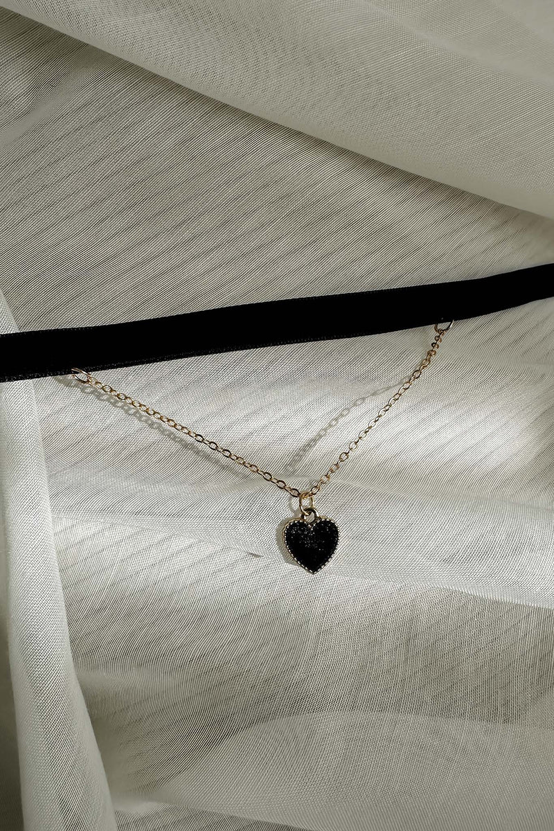Collier ras du cou en velours Rosie cœur noir