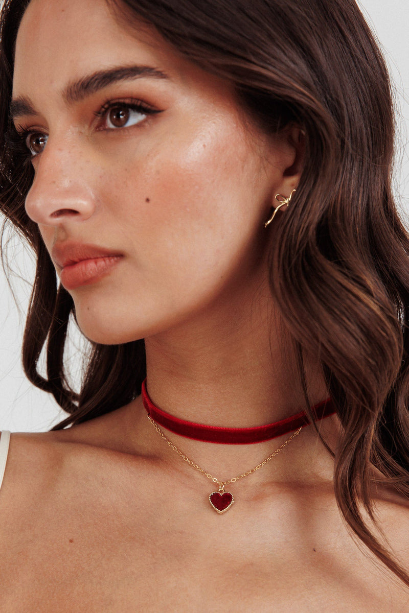 Collier Choker en Velours Rouge Rosie