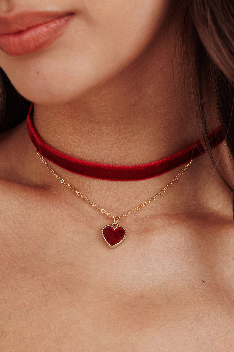 Collier Choker en Velours Rouge Rosie
