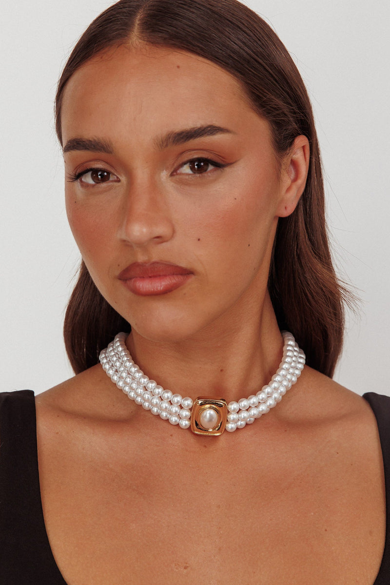 Collier Pendentif Tamra Squoval Perle Or