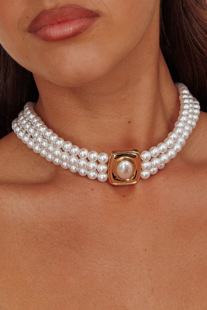 Collier Pendentif Tamra Squoval Perle Or