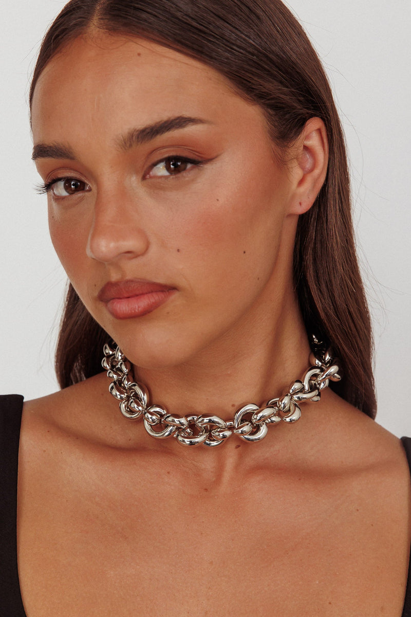 Collier Choker Irregulier Kat Argent Foncé