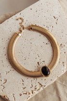 Collier Pendentif Ovale Cléopâtre Or Noir