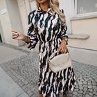 Clémence | Robe Longue à Motif Zèbre et Nœud Taille