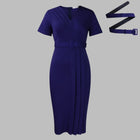 Naomi | Robe Crayon à Col V et Taille Cintrée