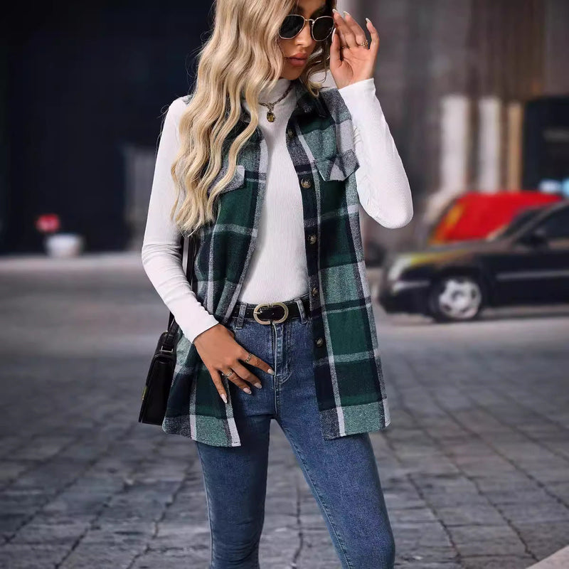 Monique™ | Cardigan Élégant à Carreaux
