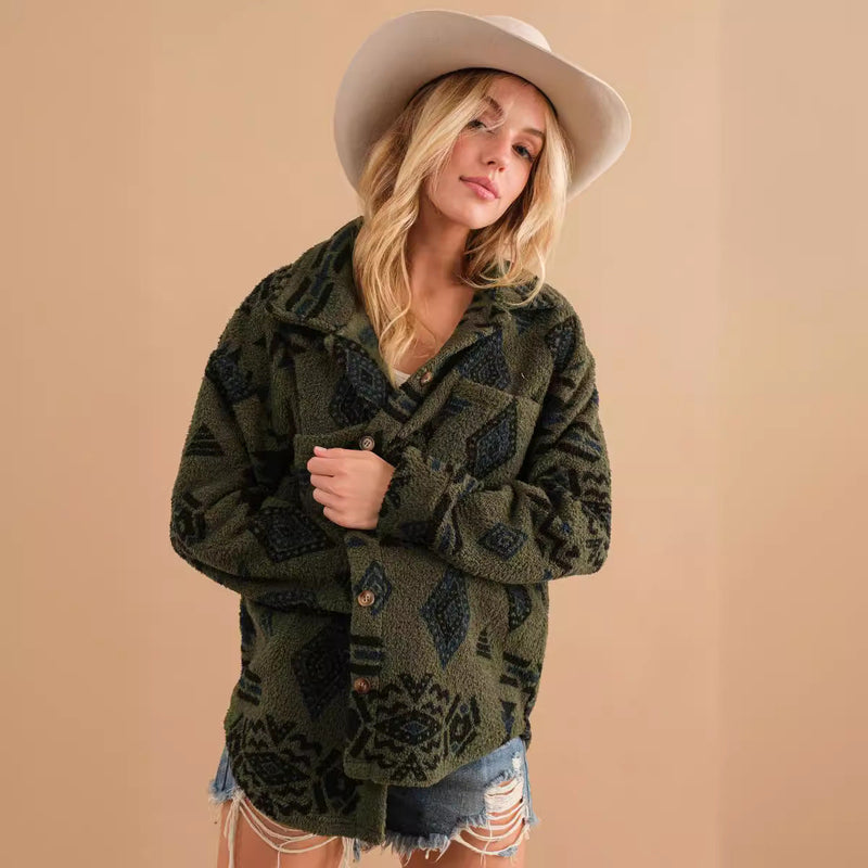 Fiona™ | Veste Élégante à Revers en Peluche
