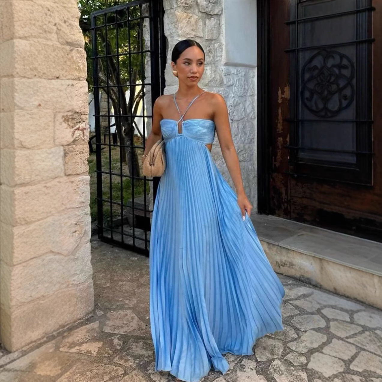Maëlle | Robe Plissée & Éclat Céleste