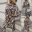Clémence | Robe Longue à Motif Zèbre et Nœud Taille
