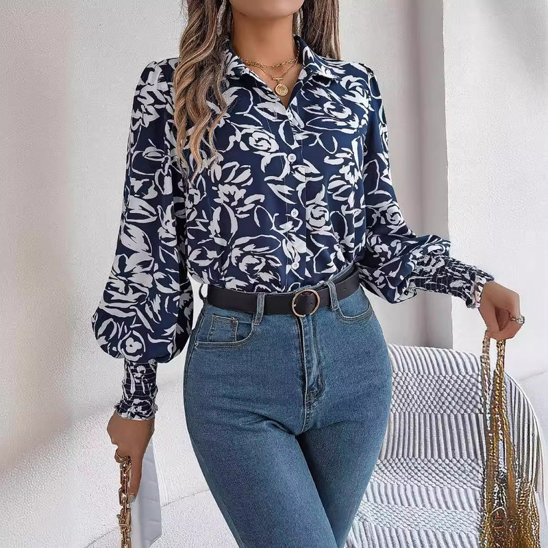 Isabelle | Chemise à Fleurs Manches Lanternes