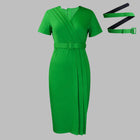 Naomi | Robe Crayon à Col V et Taille Cintrée