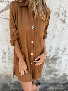 Camille | Robe Chemise Décontractée à Manches Courtes