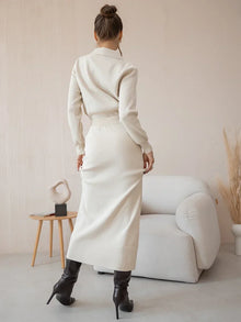 Maria™ | Ensemble Élégant Blazer Tricoté et Jupe