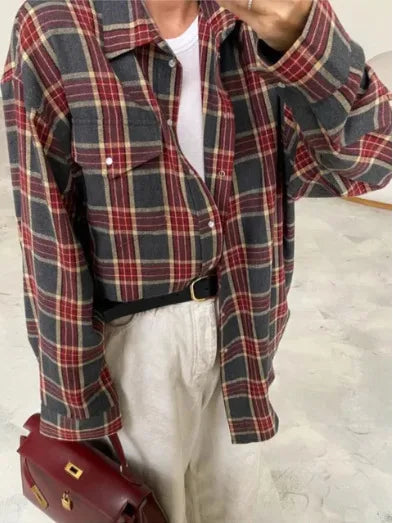 Zoe™ | Blouse à Carreaux Vintage