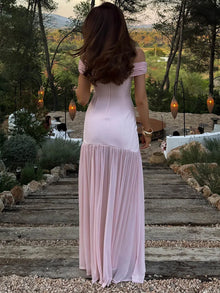 Selena | Robe Épaule Dénudée & Drapé Royal