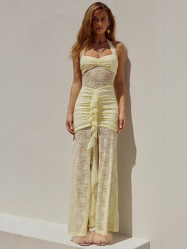 Maïa | Robe Halter Envoûtante & Détails Ruchés