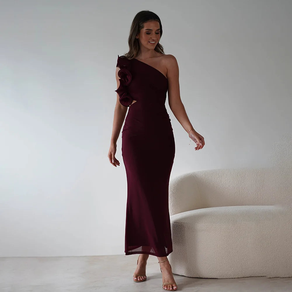 Liora | Robe Asymétrique Fleurie & Allure Sculptante