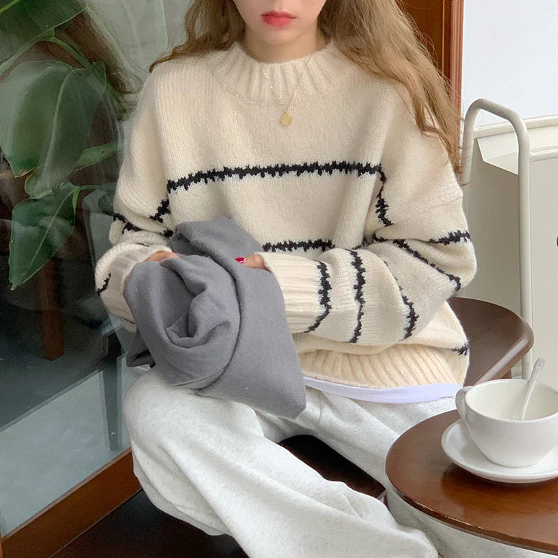 Lena™ | Pull Rayé à Col O