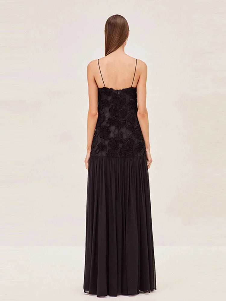 Liora | Robe Noire & Élégance Florale