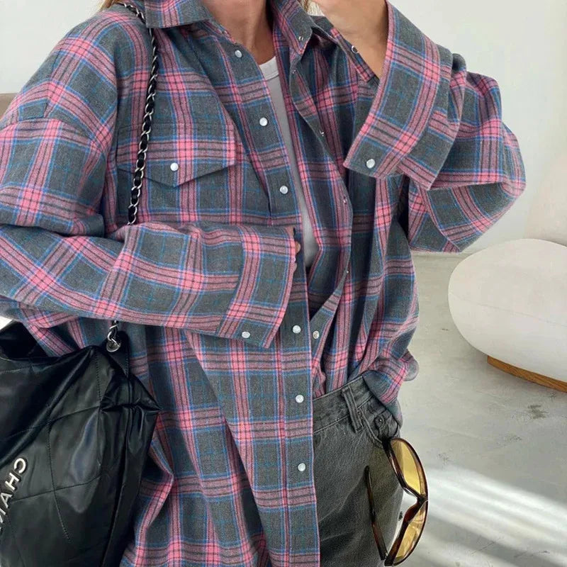 Zoe™ | Blouse à Carreaux Vintage