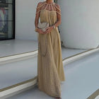 Lorine | Robe Maxi Drapée en Lin Tressé