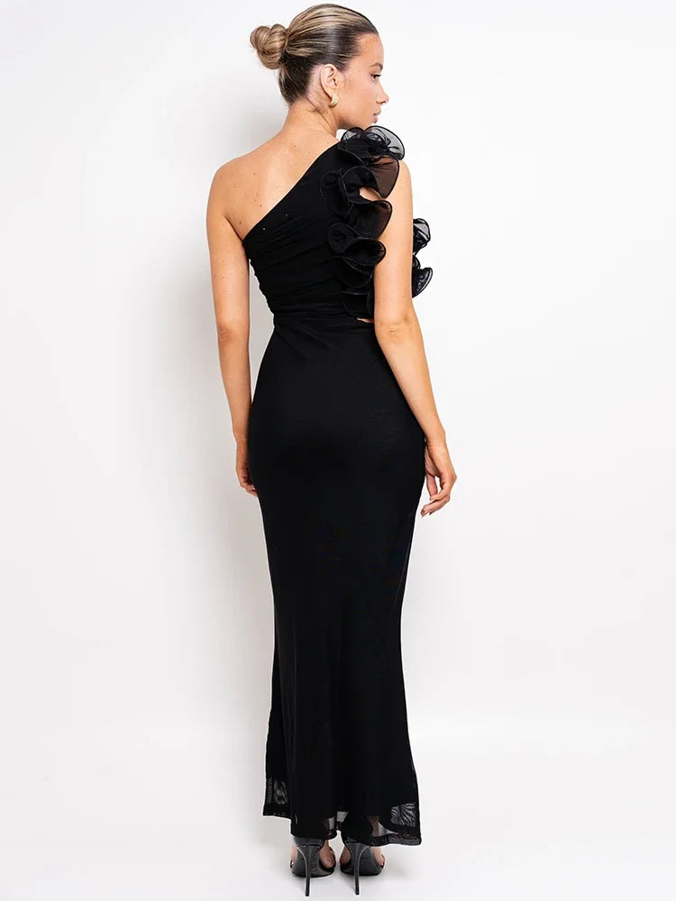 Liora | Robe Asymétrique Fleurie & Allure Sculptante