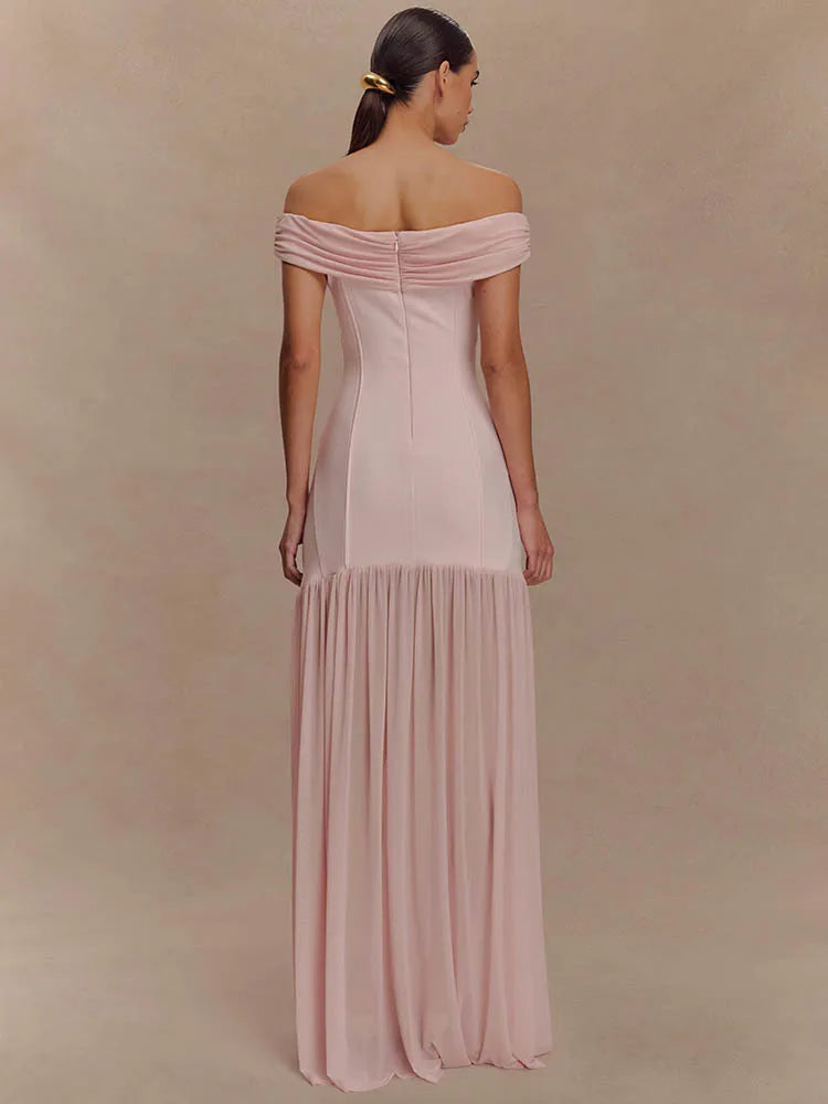 Selena | Robe Épaule Dénudée & Drapé Royal