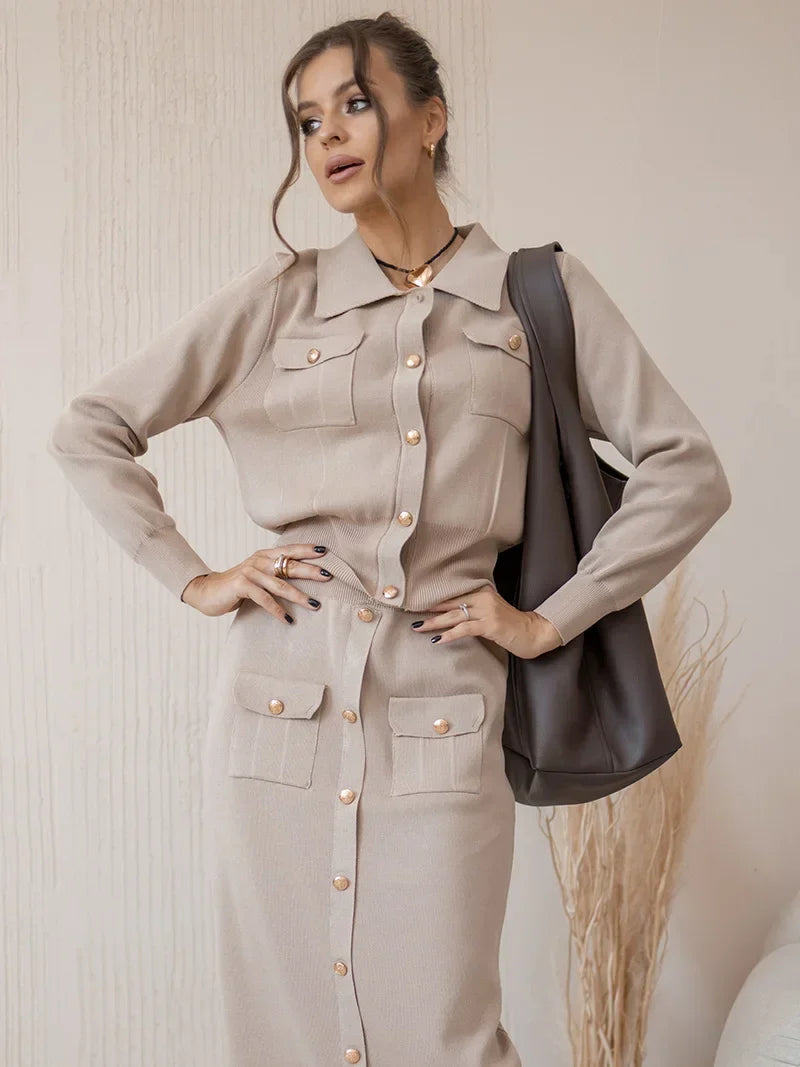 Maria™ | Ensemble Élégant Blazer Tricoté et Jupe
