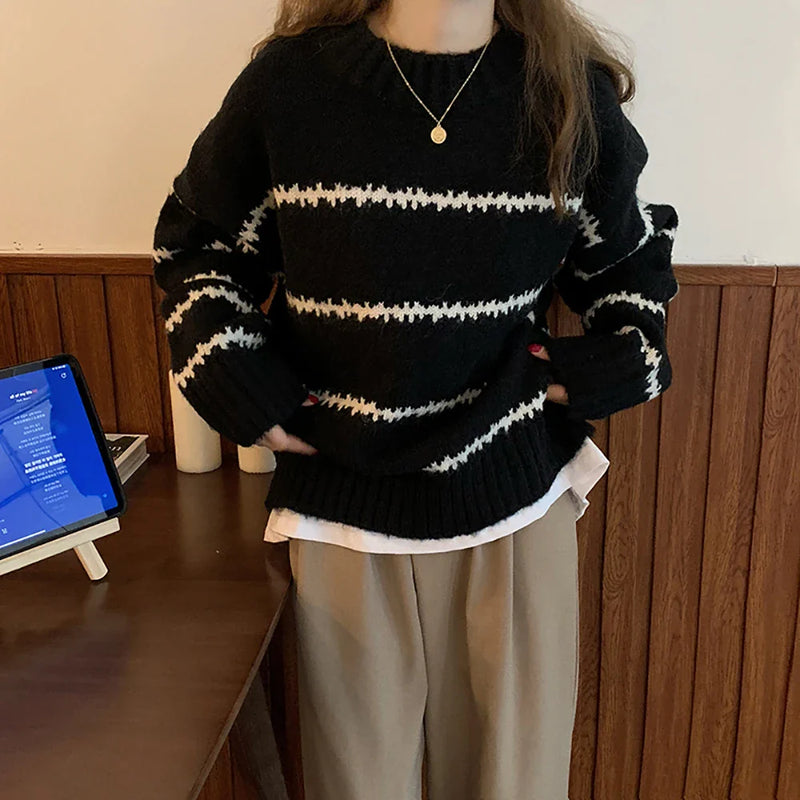 Lena™ | Pull Rayé à Col O