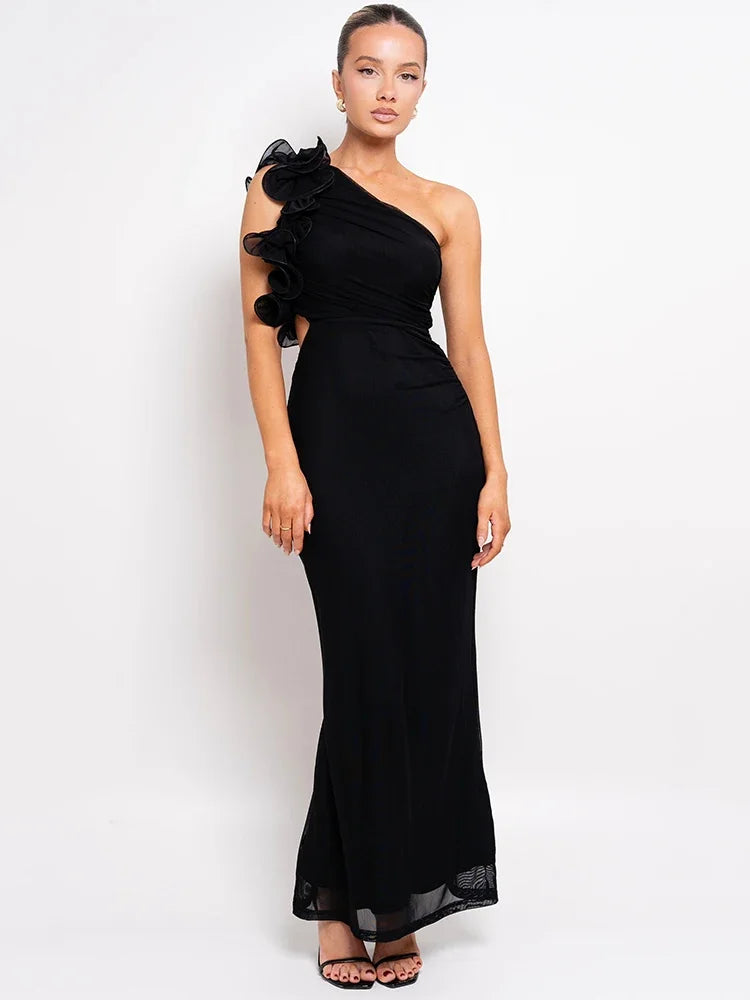 Liora | Robe Asymétrique Fleurie & Allure Sculptante