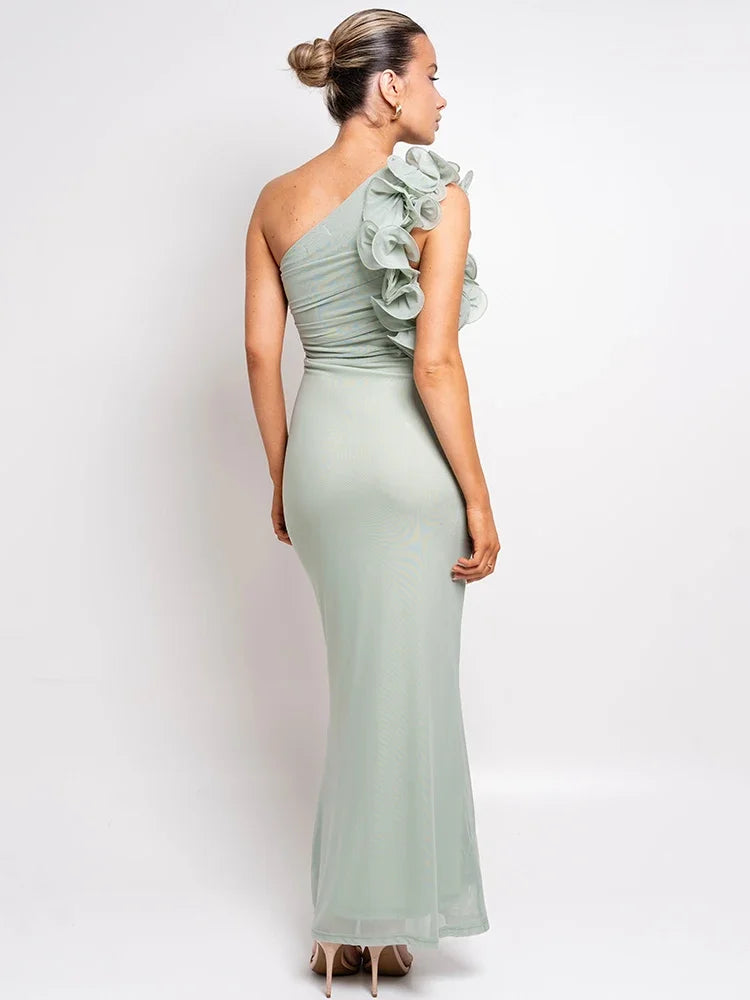 Liora | Robe Asymétrique Fleurie & Allure Sculptante