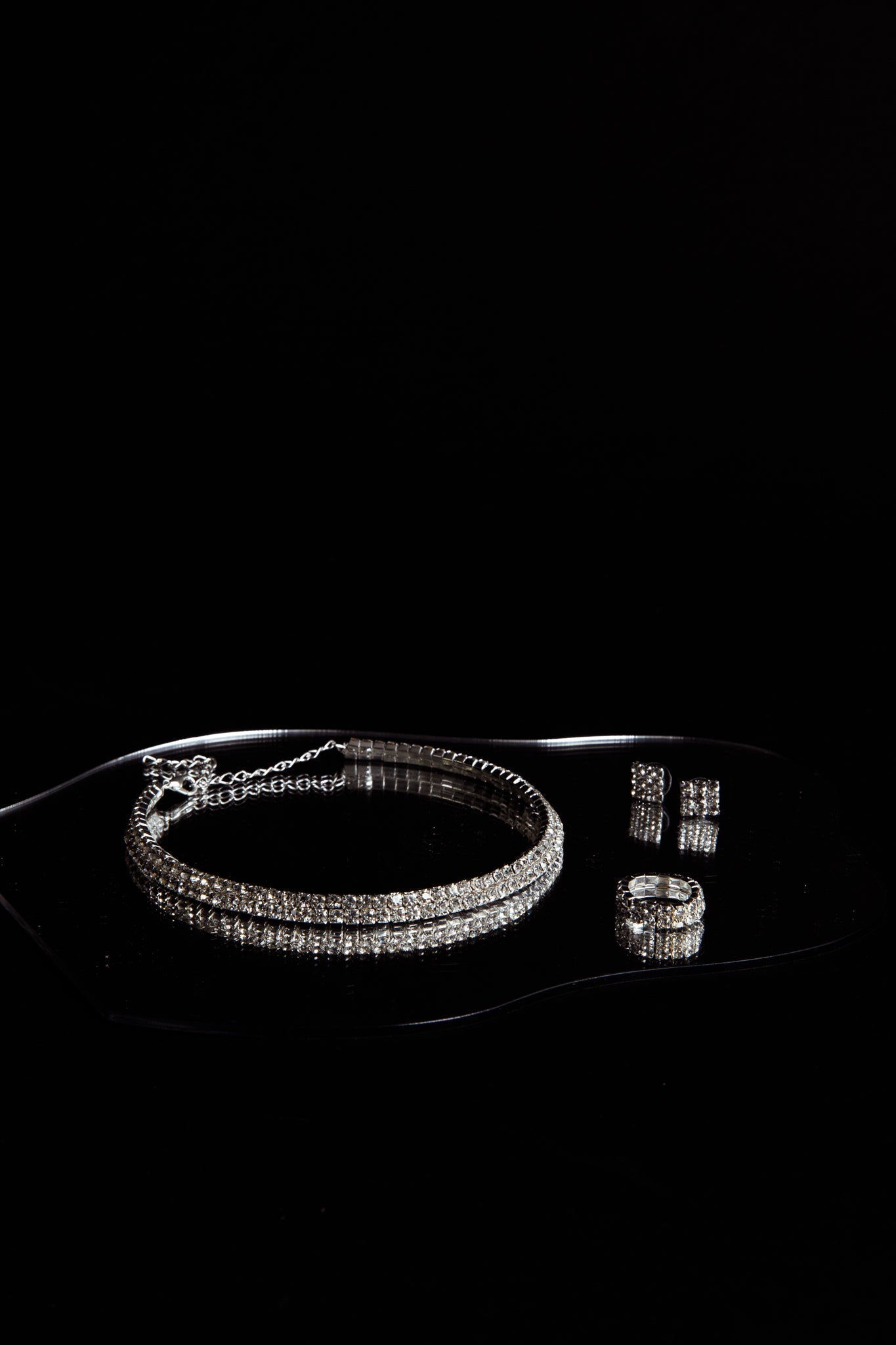 Boucles d'oreilles, bague et collier Suite Life Diamante Argent